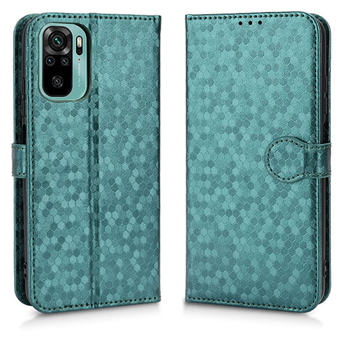 Leather Case Stands Flip Cover Holder C01X for Xiaomi Redmi Note 10 4G Green