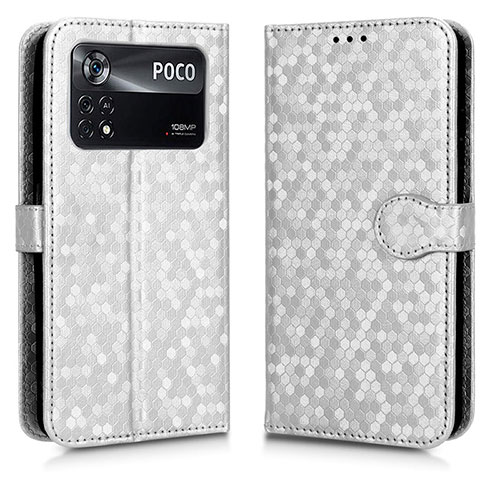 Leather Case Stands Flip Cover Holder C01X for Xiaomi Redmi Note 11E Pro 5G Silver