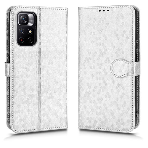 Leather Case Stands Flip Cover Holder C01X for Xiaomi Redmi Note 11T 5G Silver