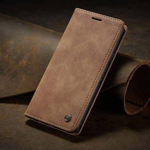 Leather Case Stands Flip Cover Holder C02S for Google Pixel 6a 5G Light Brown