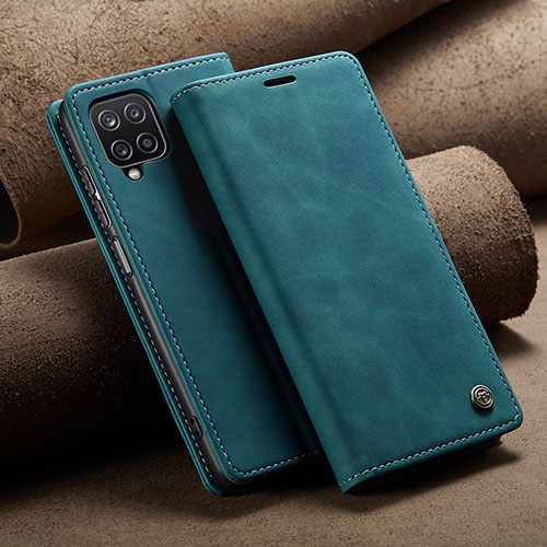 Leather Case Stands Flip Cover Holder C02S for Samsung Galaxy F12 Blue