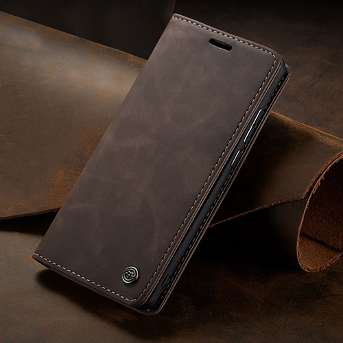 Leather Case Stands Flip Cover Holder C02S for Samsung Galaxy M10 Brown