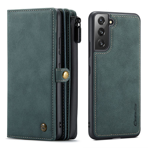 Leather Case Stands Flip Cover Holder C02S for Samsung Galaxy S21 5G Green