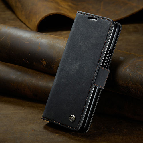 Leather Case Stands Flip Cover Holder C02S for Samsung Galaxy Z Fold5 5G Black