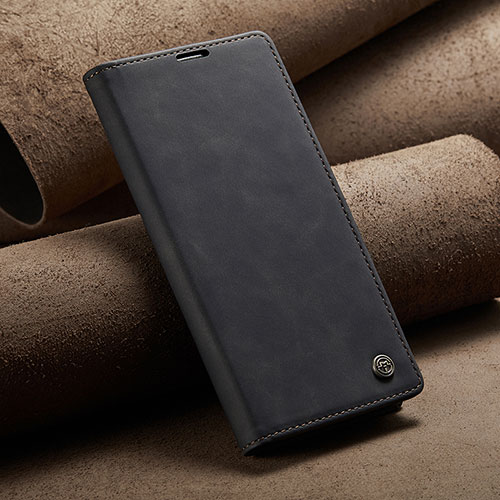 Leather Case Stands Flip Cover Holder C02S for Xiaomi Redmi Note 10 5G Black