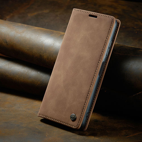 Leather Case Stands Flip Cover Holder C02S for Xiaomi Redmi Note 10 Pro 4G Light Brown