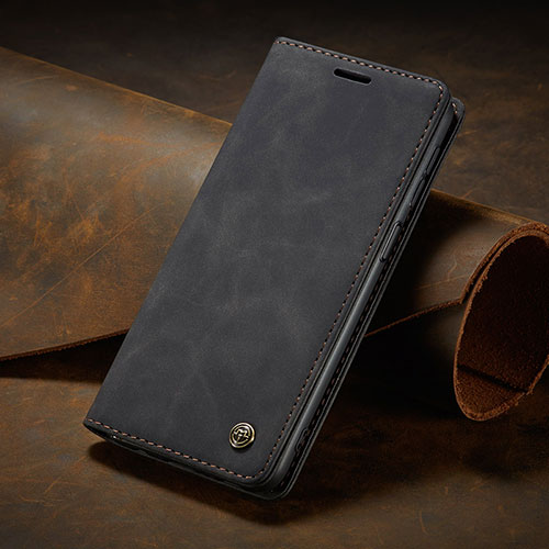 Leather Case Stands Flip Cover Holder C02S for Xiaomi Redmi Note 11 SE India 4G Black