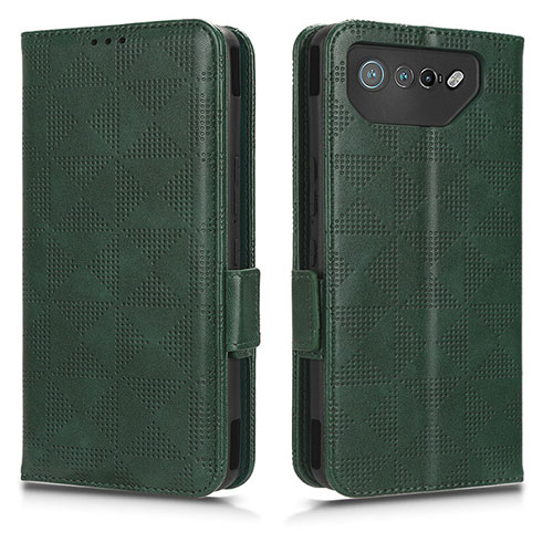 Leather Case Stands Flip Cover Holder C02X for Asus ROG Phone 7 Ultimate Green