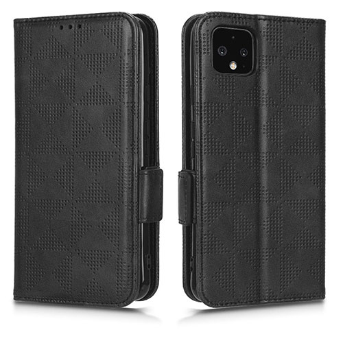 Leather Case Stands Flip Cover Holder C02X for Google Pixel 4 Black