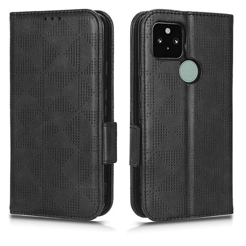 Leather Case Stands Flip Cover Holder C02X for Google Pixel 5 Black