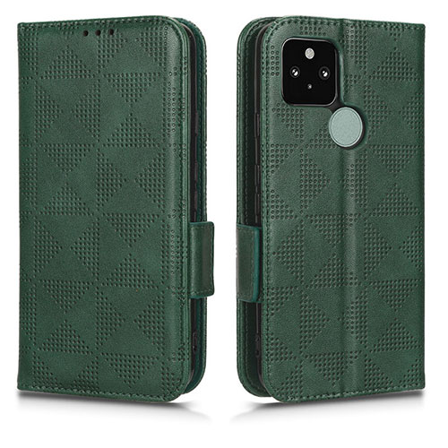 Leather Case Stands Flip Cover Holder C02X for Google Pixel 5 Green