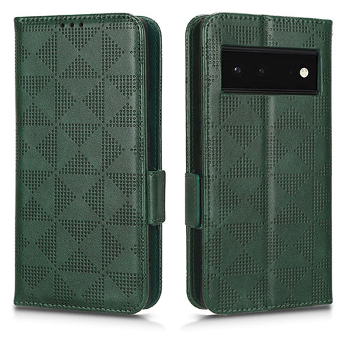 Leather Case Stands Flip Cover Holder C02X for Google Pixel 6 5G Green