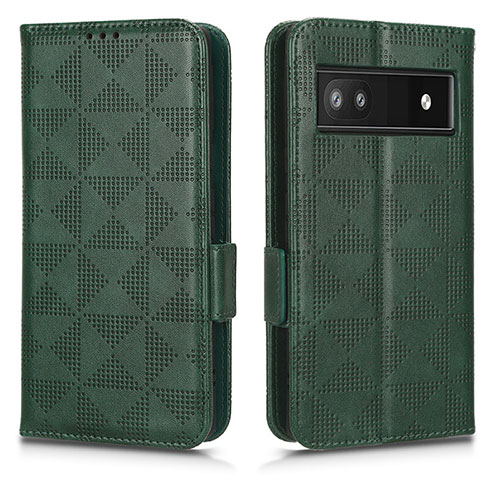 Leather Case Stands Flip Cover Holder C02X for Google Pixel 6a 5G Green