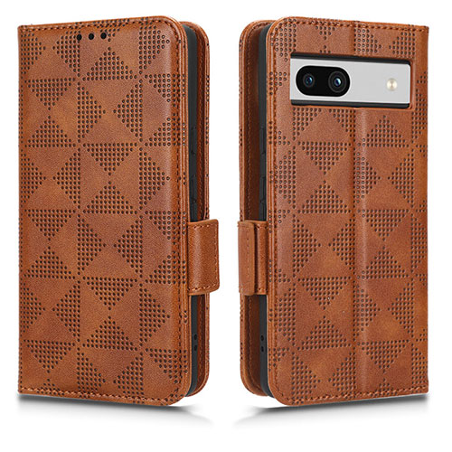 Leather Case Stands Flip Cover Holder C02X for Google Pixel 7a 5G Brown