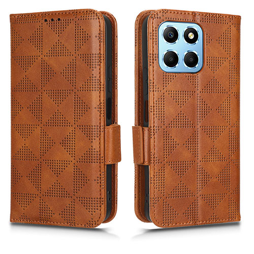 Leather Case Stands Flip Cover Holder C02X for Huawei Honor 70 Lite 5G Brown