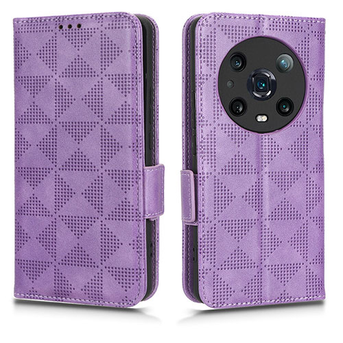 Leather Case Stands Flip Cover Holder C02X for Huawei Honor Magic4 Pro 5G Purple