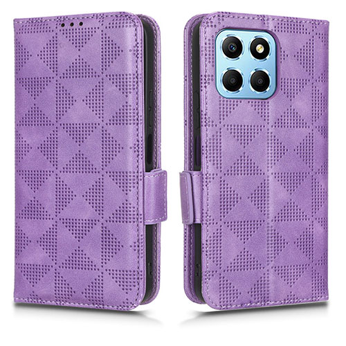 Leather Case Stands Flip Cover Holder C02X for Huawei Honor X6 5G Purple