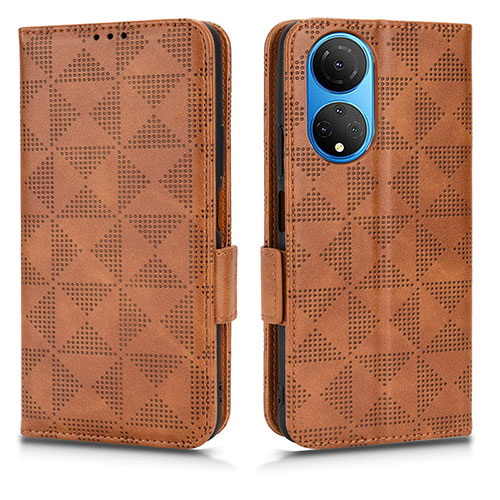 Leather Case Stands Flip Cover Holder C02X for Huawei Honor X7 Brown