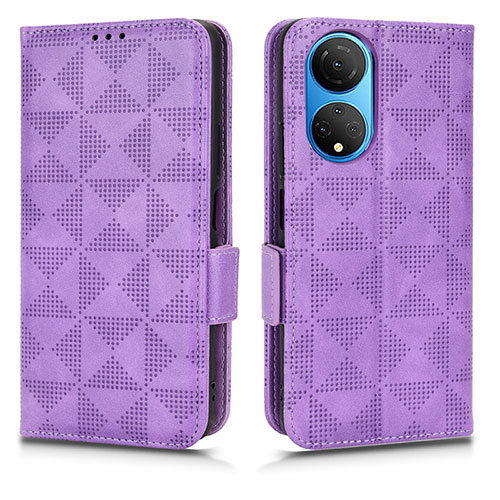 Leather Case Stands Flip Cover Holder C02X for Huawei Honor X7 Purple