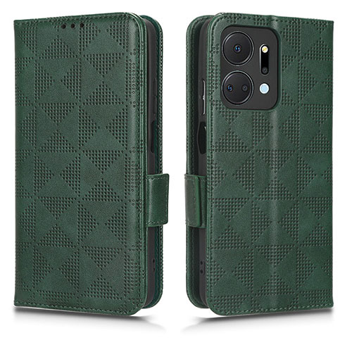 Leather Case Stands Flip Cover Holder C02X for Huawei Honor X7a Green