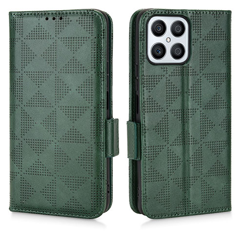 Leather Case Stands Flip Cover Holder C02X for Huawei Honor X8 4G Green