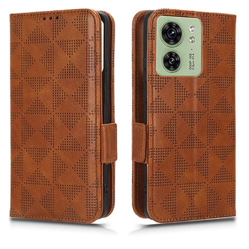 Leather Case Stands Flip Cover Holder C02X for Motorola Moto Edge (2023) 5G Brown