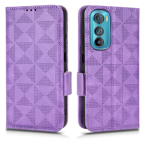 Leather Case Stands Flip Cover Holder C02X for Motorola Moto Edge 30 5G Purple