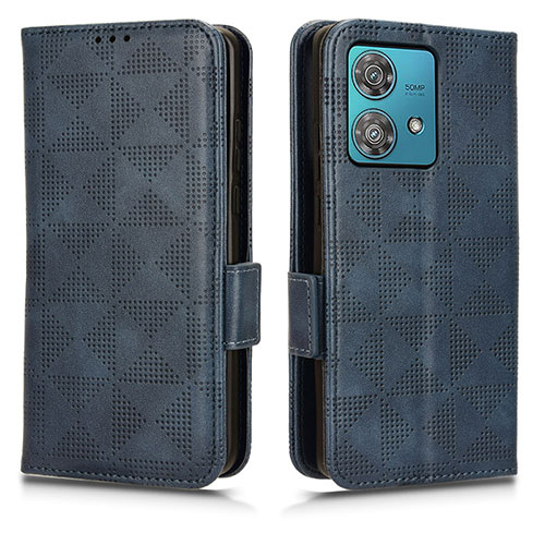 Leather Case Stands Flip Cover Holder C02X for Motorola Moto Edge 40 Neo 5G Blue