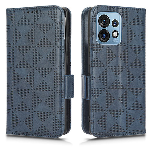 Leather Case Stands Flip Cover Holder C02X for Motorola Moto Edge 40 Pro 5G Blue