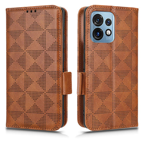 Leather Case Stands Flip Cover Holder C02X for Motorola Moto Edge 40 Pro 5G Brown