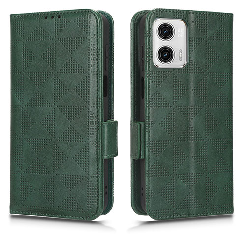 Leather Case Stands Flip Cover Holder C02X for Motorola Moto G53 5G Green