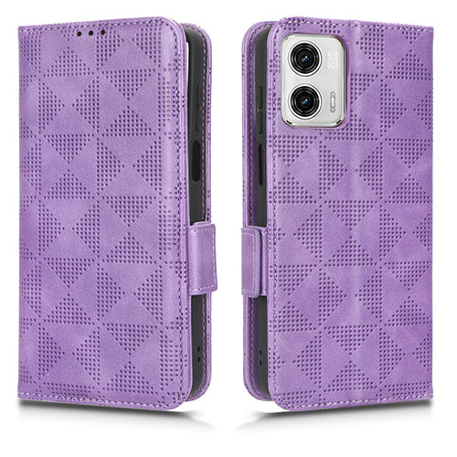 Leather Case Stands Flip Cover Holder C02X for Motorola Moto G53 5G Purple