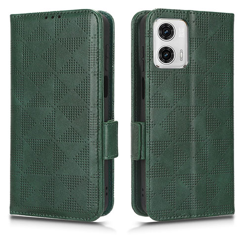 Leather Case Stands Flip Cover Holder C02X for Motorola Moto G73 5G Green