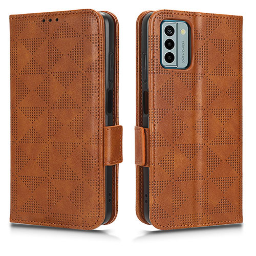 Leather Case Stands Flip Cover Holder C02X for Nokia G22 Brown