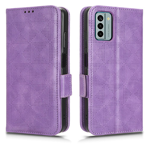 Leather Case Stands Flip Cover Holder C02X for Nokia G22 Purple