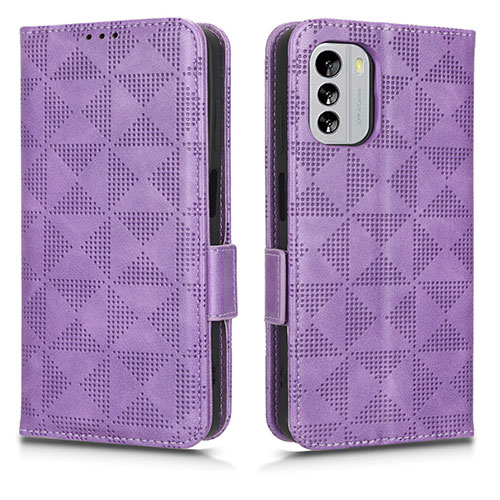 Leather Case Stands Flip Cover Holder C02X for Nokia G60 5G Purple