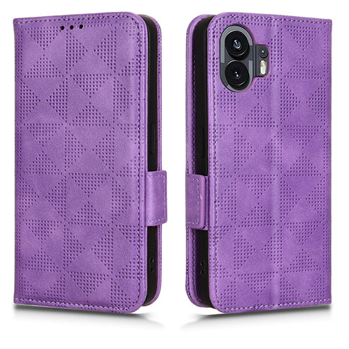 Leather Case Stands Flip Cover Holder C02X for Nothing Phone 2 Purple