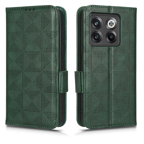 Leather Case Stands Flip Cover Holder C02X for OnePlus Ace Pro 5G Green