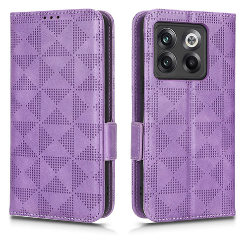 Leather Case Stands Flip Cover Holder C02X for OnePlus Ace Pro 5G Purple