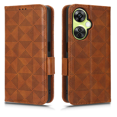 Leather Case Stands Flip Cover Holder C02X for OnePlus Nord CE 3 5G Brown