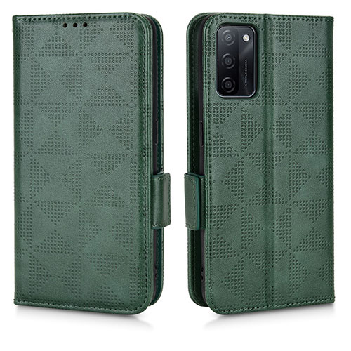 Leather Case Stands Flip Cover Holder C02X for Oppo A55S 5G Green