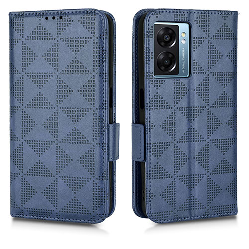 Leather Case Stands Flip Cover Holder C02X for Oppo A57 5G Blue