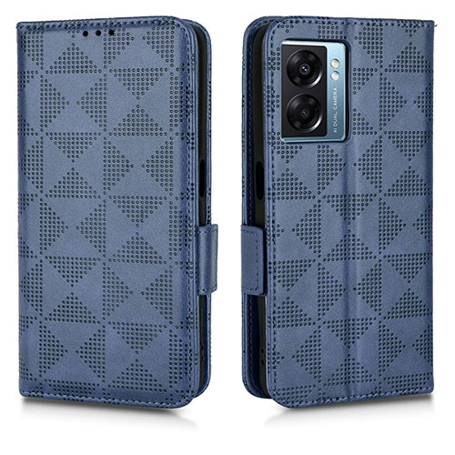Leather Case Stands Flip Cover Holder C02X for Oppo A77 5G Blue