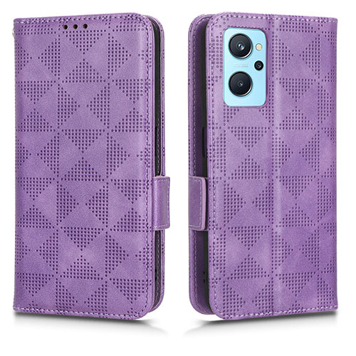 Leather Case Stands Flip Cover Holder C02X for Oppo A96 4G Purple