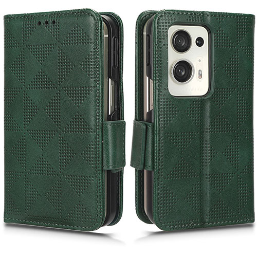 Leather Case Stands Flip Cover Holder C02X for Oppo Find N2 5G Green