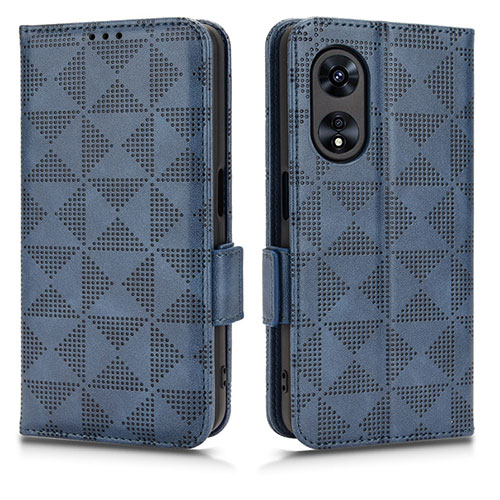 Leather Case Stands Flip Cover Holder C02X for Oppo Reno8 T 5G Blue