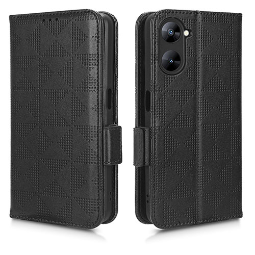 Leather Case Stands Flip Cover Holder C02X for Realme 10S 5G Black