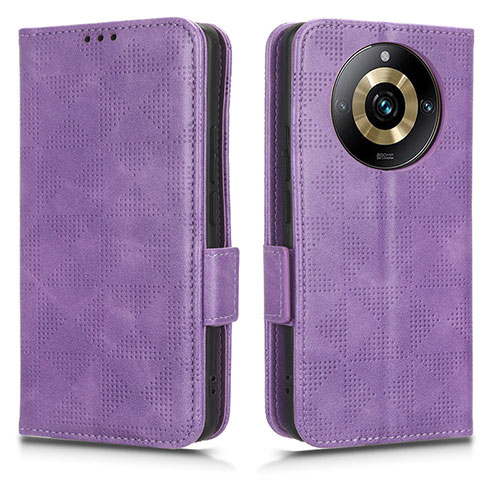 Leather Case Stands Flip Cover Holder C02X for Realme 11 Pro 5G Purple