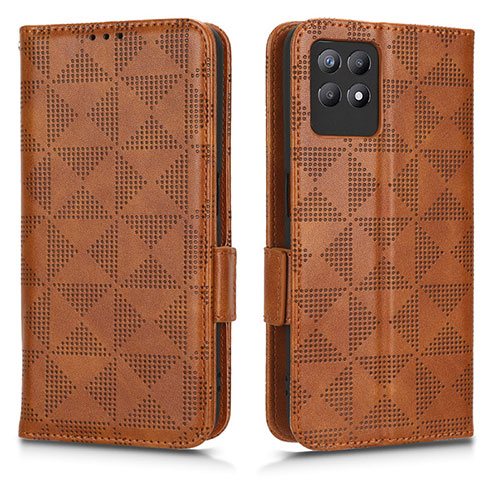 Leather Case Stands Flip Cover Holder C02X for Realme 8i Brown