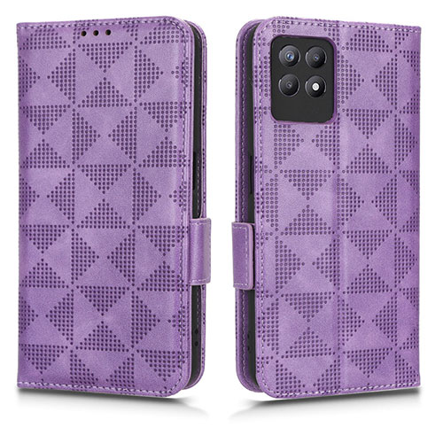 Leather Case Stands Flip Cover Holder C02X for Realme 8i Purple